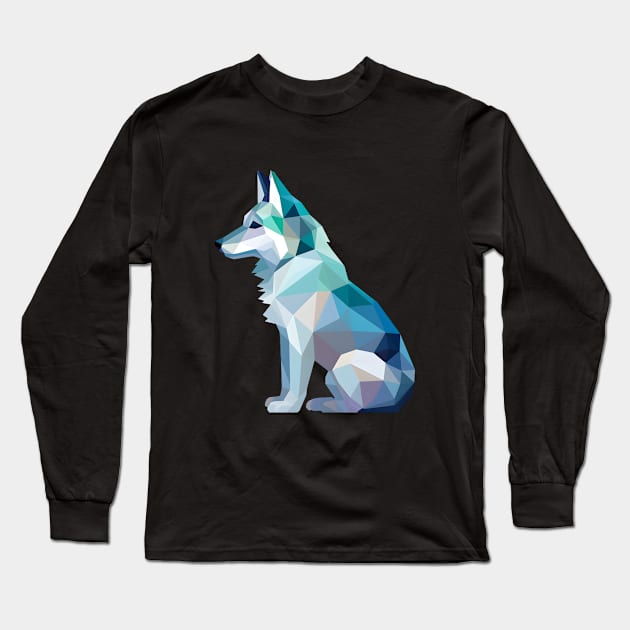 Wolf Blue Ice Long Sleeve T-Shirt by asiraaden